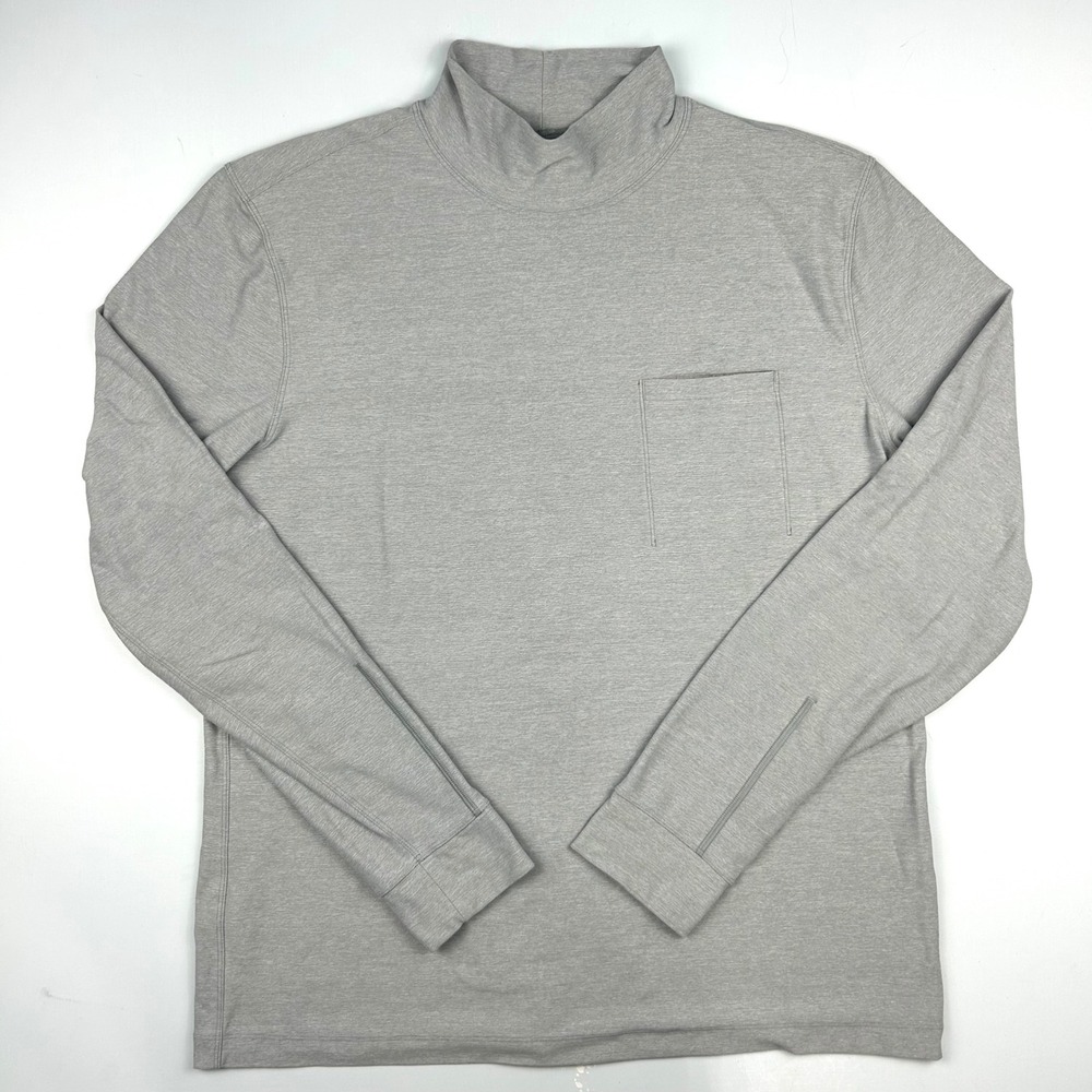 Lululemon Mens Surge XL Mock Neck Long Sleeve Pocket Shirt Heather Grey 610747